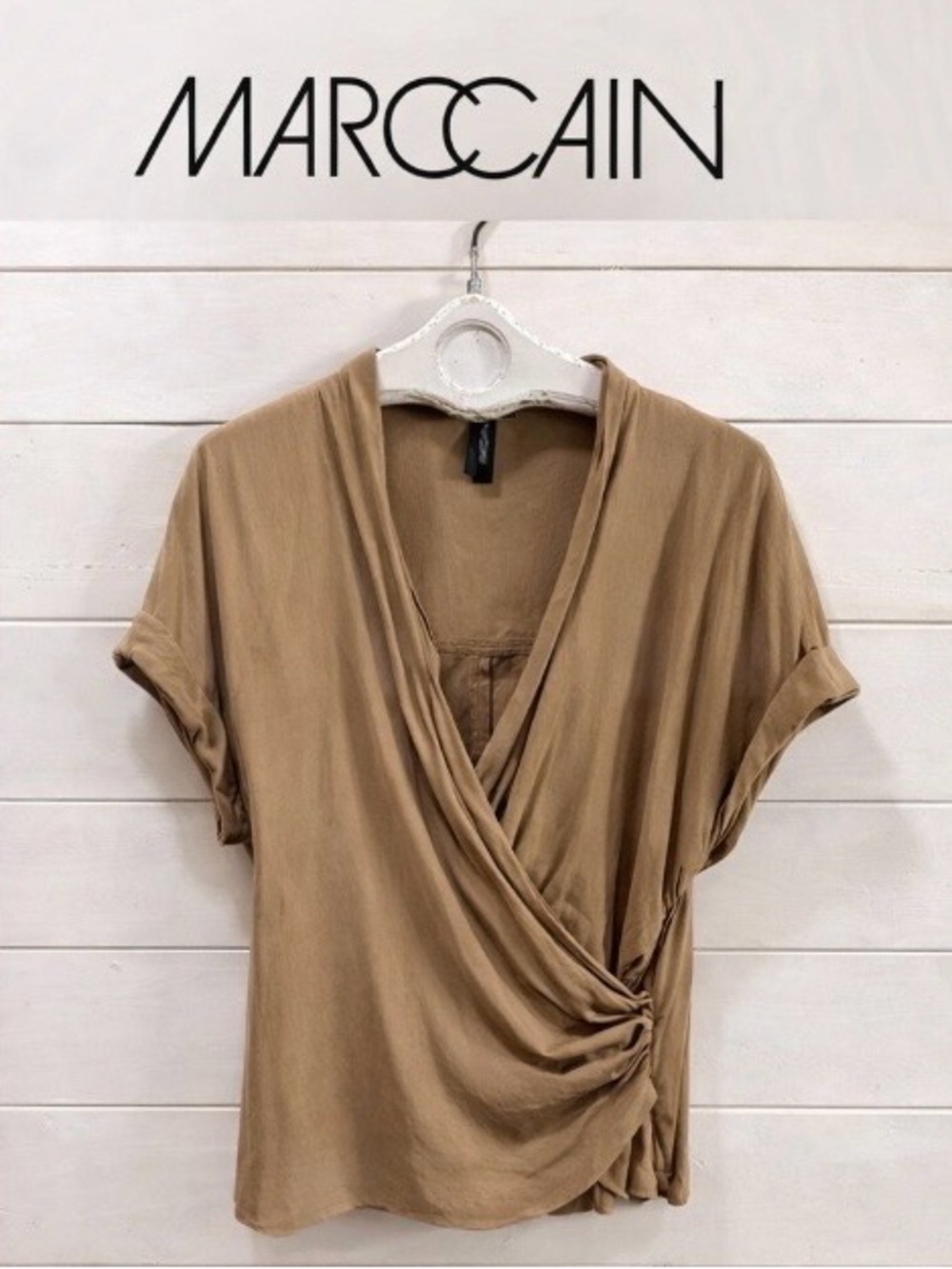 MARCCAIN – Blouse cache-cœur tan – Taille N6/12